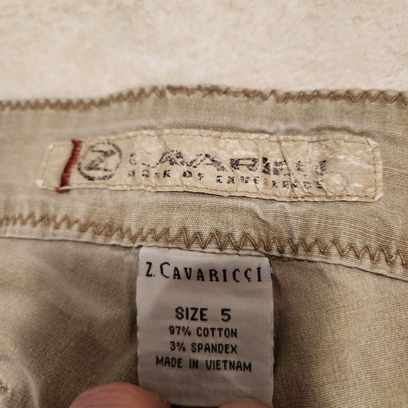 VTG Z Cavaricci Womens Size 5 Utility Cargo Pants Zip Pockets Beige Streetwear - Picture 8 of 16